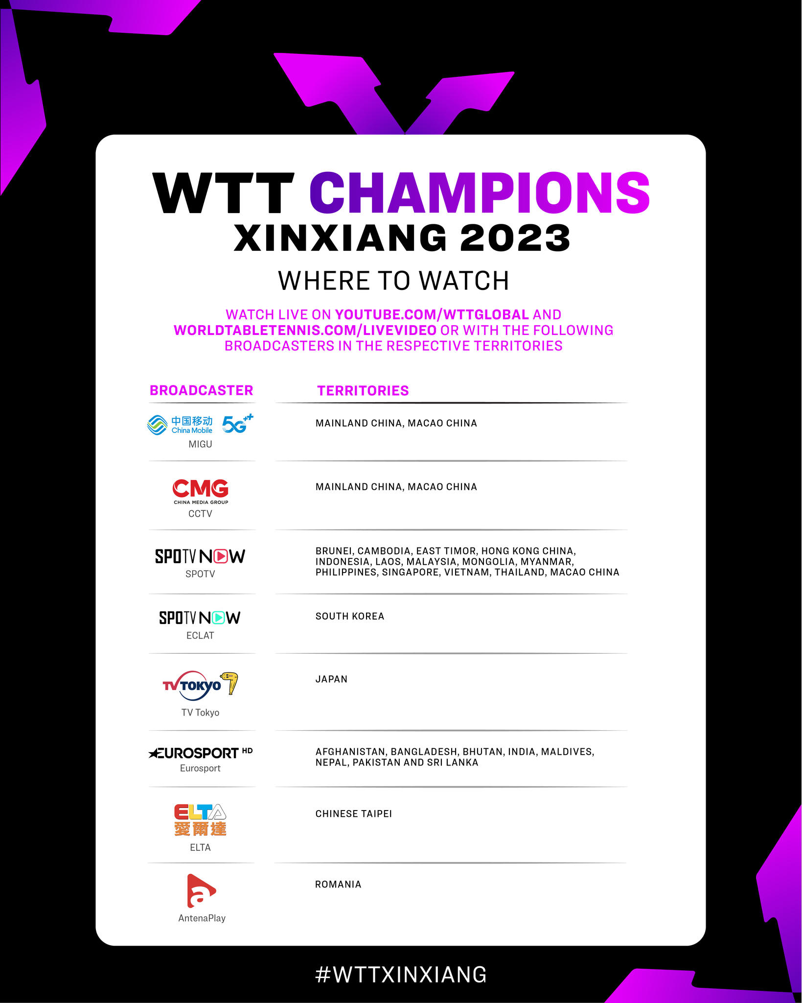 Wondering where to find your fix of the upcoming #WTTChampions Xinxiang action