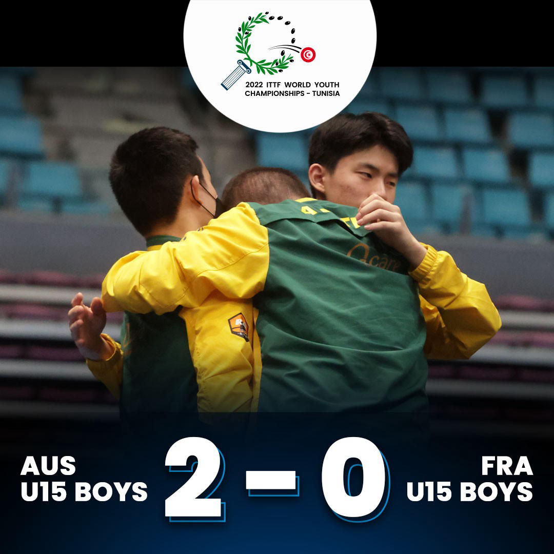 World Table Tennis - On Table 1 of #Tunis2022, Australia's U15 Boys team are up 2 games against Fran
