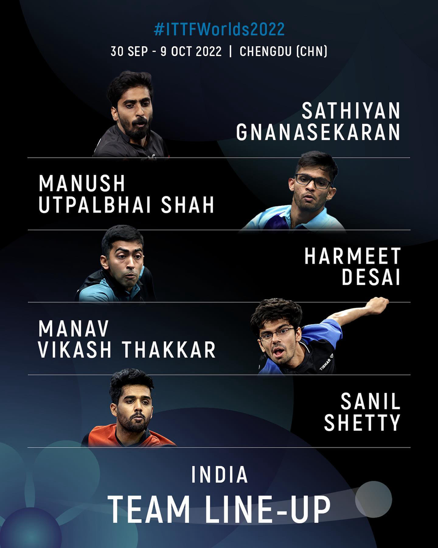 image  1 World Table Tennis - Presenting #TeamIndia's line-up for #ITTFWorlds2022